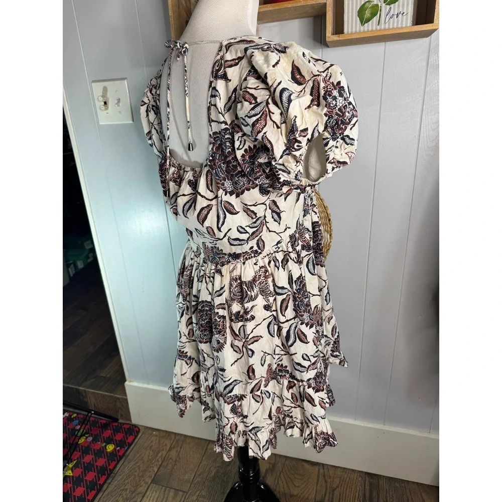 House of Harlow 1960 Floral Smocked Square Neck Ruffle Mini Dress Size S‎ - Picture 4 of 8